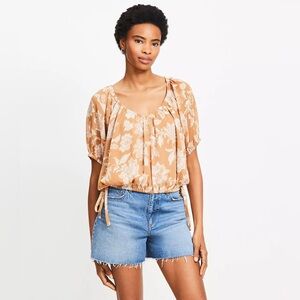 NEW LOFT Petite Floral Side Tie Bubble Top Size LP